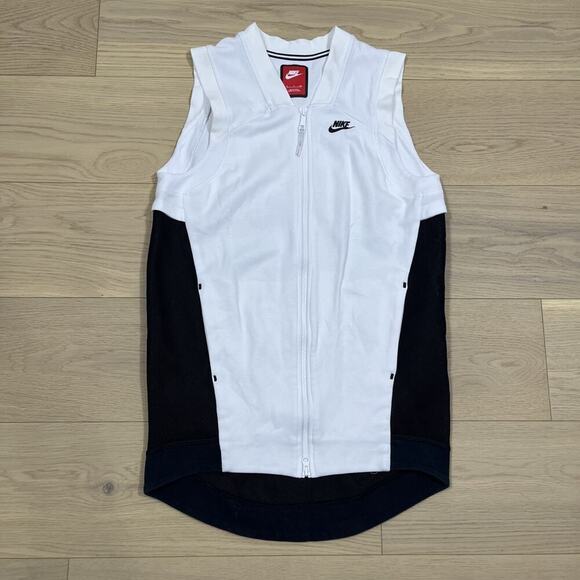 Nike Tops - Nike Sweater Womens Medium White Vest Tech Fleece Mesh Cocoon Tunic Ladies